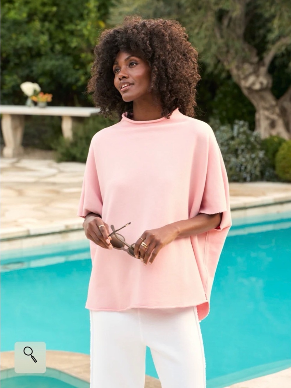 Frank & Eileen Soft Pink Short-Sleeve Mock Neck Tunic